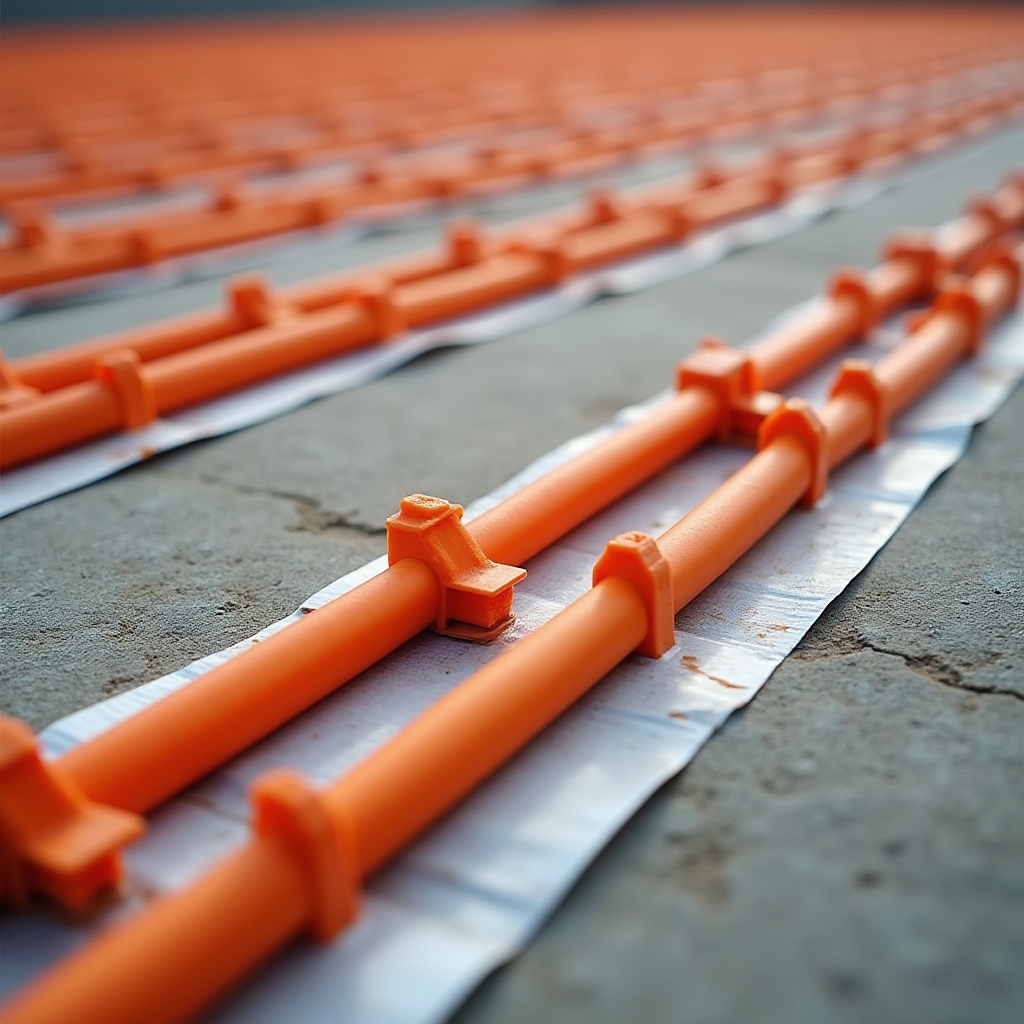 Нагревательный кабель, закреплённый на монтажной ленте с расчётным шагом