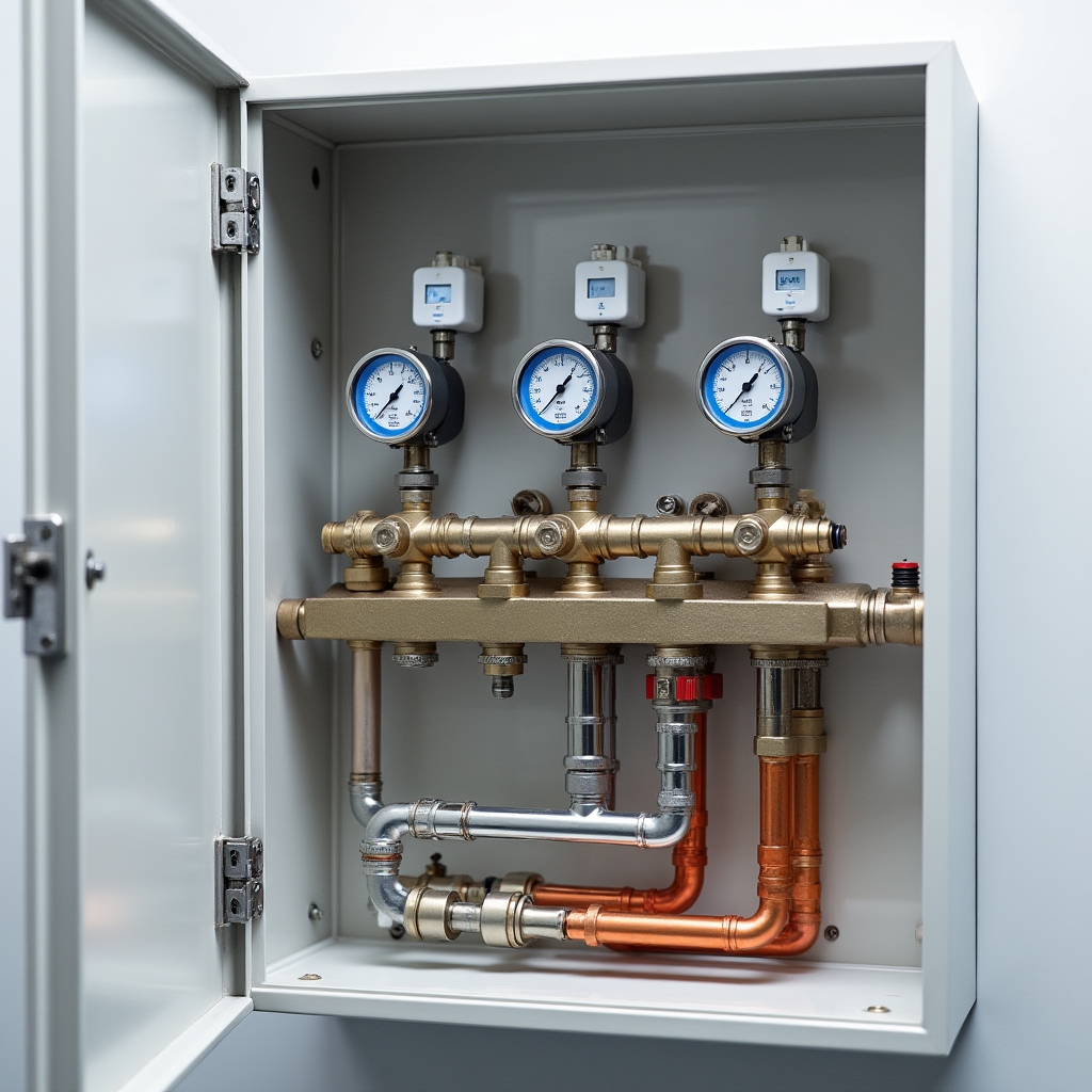 Коллекторный узел водяного тёплого пола с балансировочными клапанами